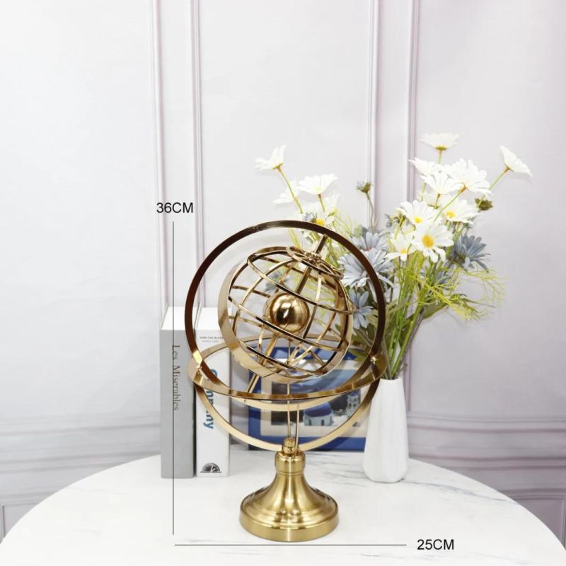 Modern Decor Centerpiece Desktop Rotating Globes Decorative Gift Metal Custom Ornament