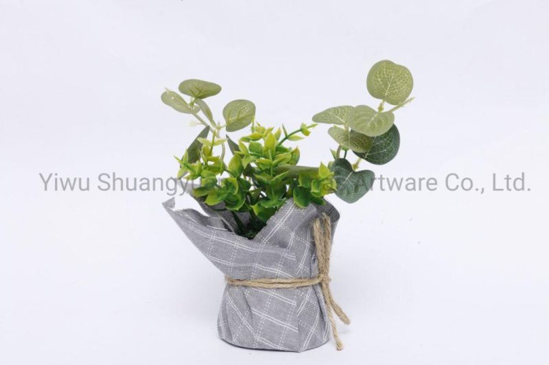 Potted Artifical Plan in Linen Pot Floral Simulation