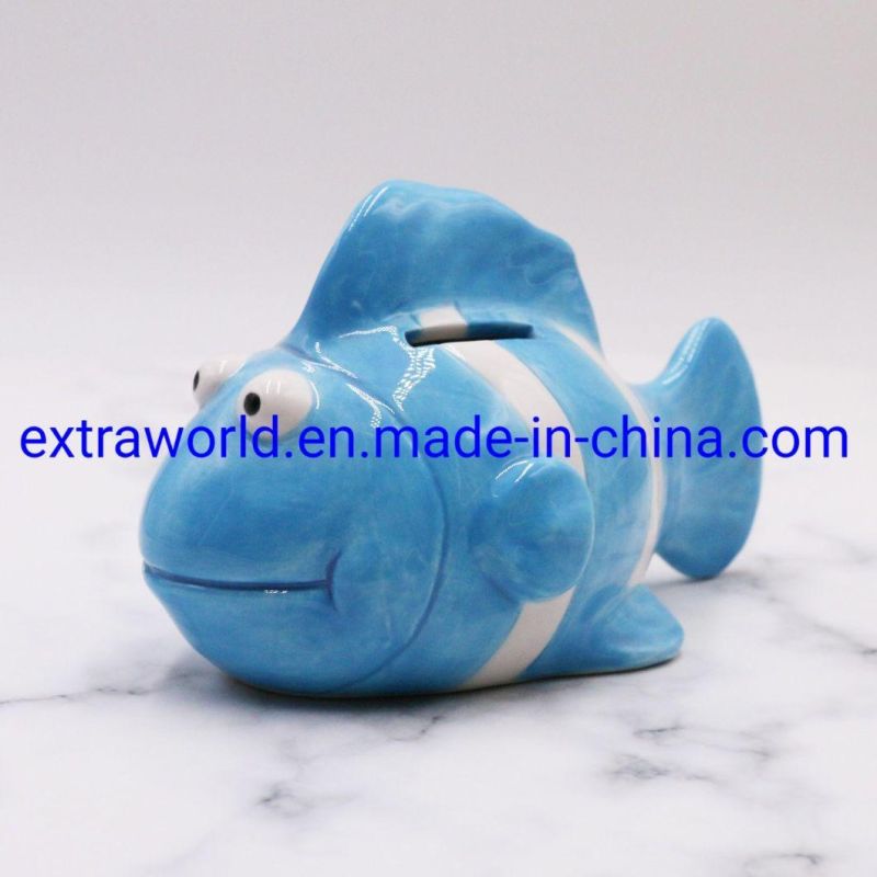 Money Box Ceramic Fish Shaped Piggy Bank for Promotion Gift