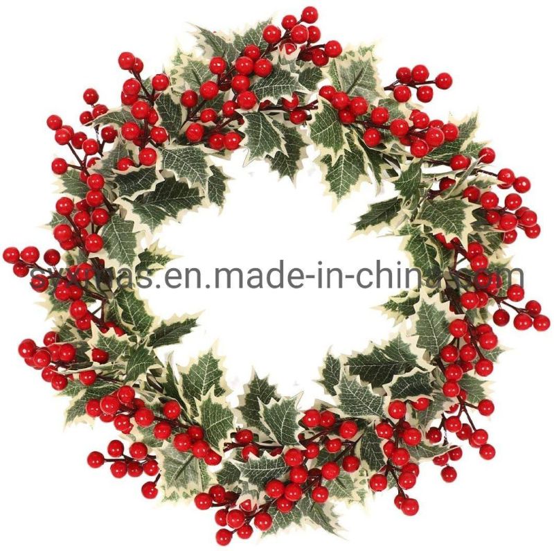 Merry Christmas Door Decoration 40cm Red Berry Wreath