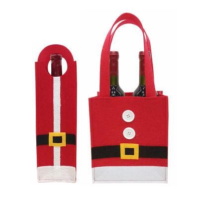 Wholesale Santa Pants Felt Gift Storage Carrier Tote Christmas Wine Bottle Bag