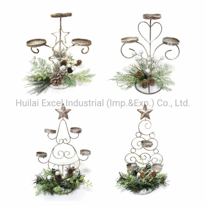 Christmas Decorations Wire Candlestick Christmas Candle Holder Artificial Ornament Candleholder