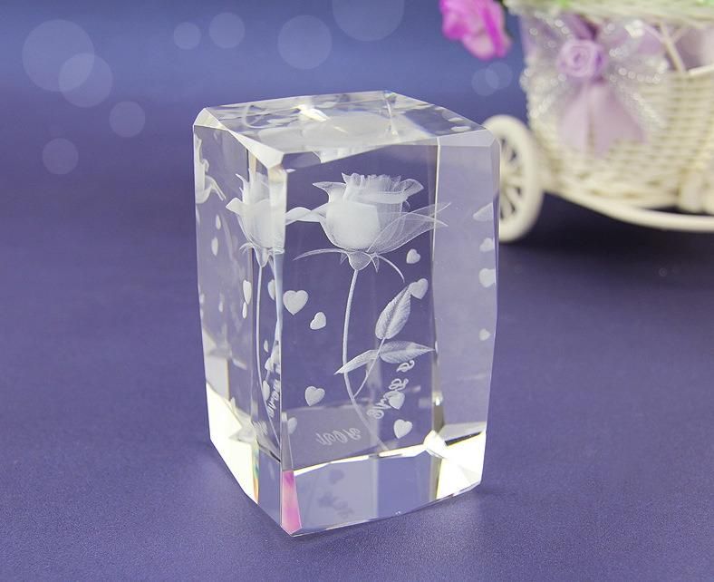 3D Laser Engraving Crystal Glass Cube for Crystal Gifts (KS110403)