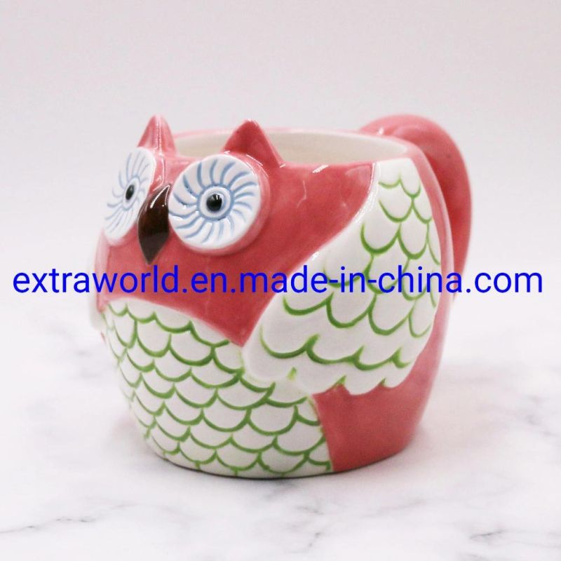 Durable Creative 3D Owl Animal Ceramic Mug High-Quality Cups