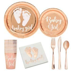 Rose Gold Party Supplies Party Tableware, Disposable Paper Plates Cups