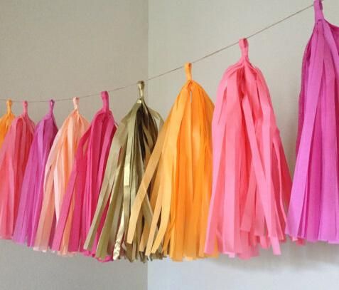 Wholesale Shiny Pet Paper Tassels Fringe Banner DIY Foil Metallic Hanging Tassel Garland for Table Wall Decor