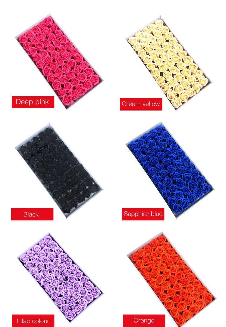 10 Colors 6cm Soap Roses Flowers 50 PCS Artificial Soap Flower Heads Box