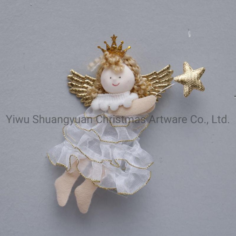 Stock New Design High Sales Christmas Plush Angel for Holiday Wedding Party Decoration Supplies Hook Ornament Craft Gifts