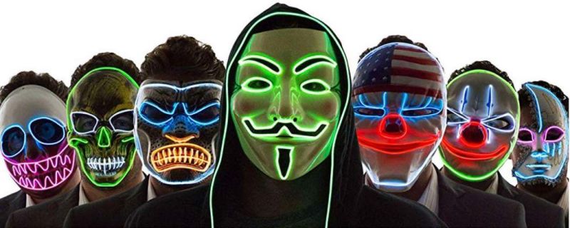 Neon Nightlife Men′s Light up Scary Death Skull Mask