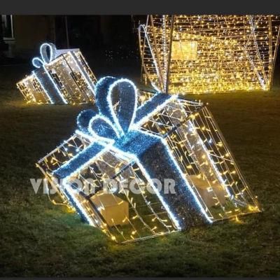 Outdoor 3D Large Gift Box Lights for Christmas Displays