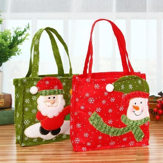 2021 Wholesale Christmas Non-Woven Bag Small Candy Gift Bags Printed Old Man Snowman Portable Christmas Decorations