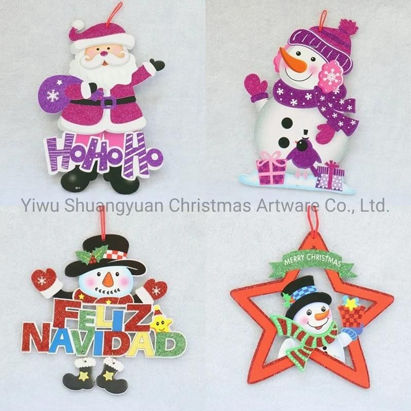 Christmas Wall Sticker Board Santa Snowman Decor for Holiday Wedding Party Decoration Supplies Hook Ornament Craft Gifts