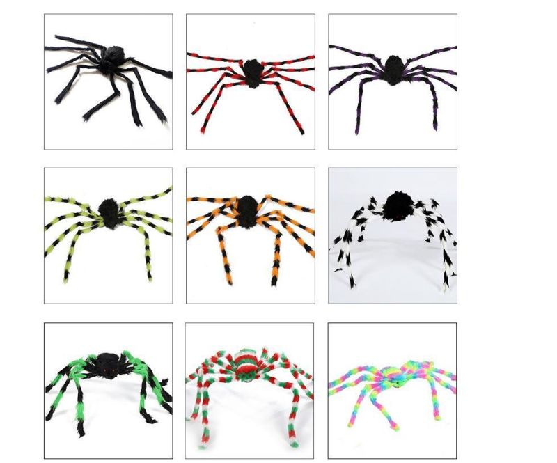 Spider Web Halloween Spider Party Decoration Props Spider Web Secret Room Tricky Simulation Plush Spider Wholesale