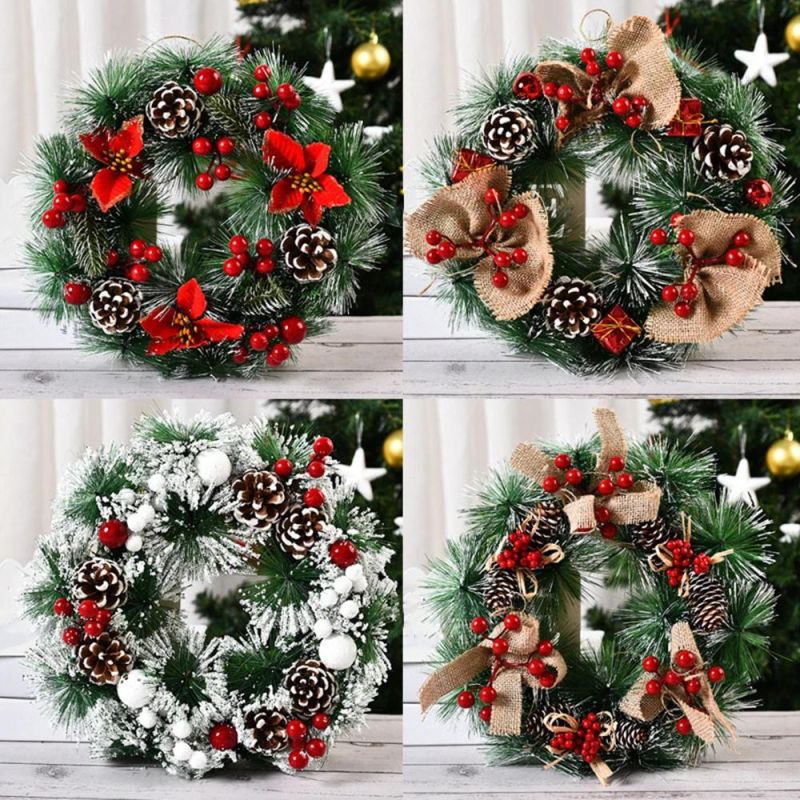 OEM 30cm 40cm Dia Christmas Wreath for Holiday Time Decorates