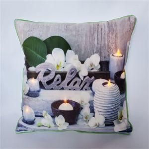 LED Throw Pillow Cushion with Flowers and Candle