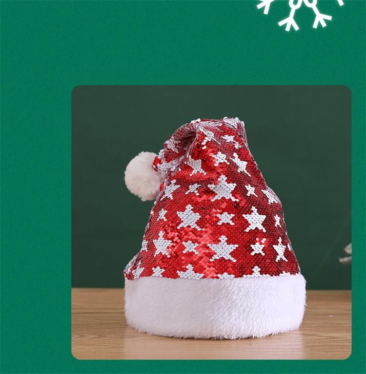 Wholesale Santa Hat Handmade Wool Ball Christmas Decoration Bulk Christmas Hats Pet Sequins Party Costume Hats for Adults