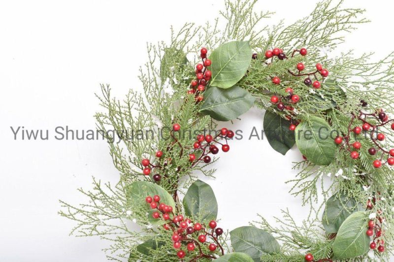 New Design High Quality Christmas PE White Wreath for Holiday Wedding Party Decoration Supplies Hook Ornament Craft Gifts