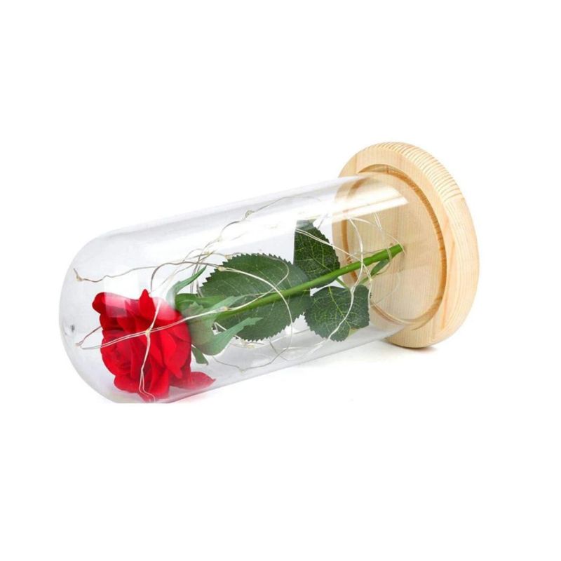 Red Silk Rose and LED Light That Lasts Forever