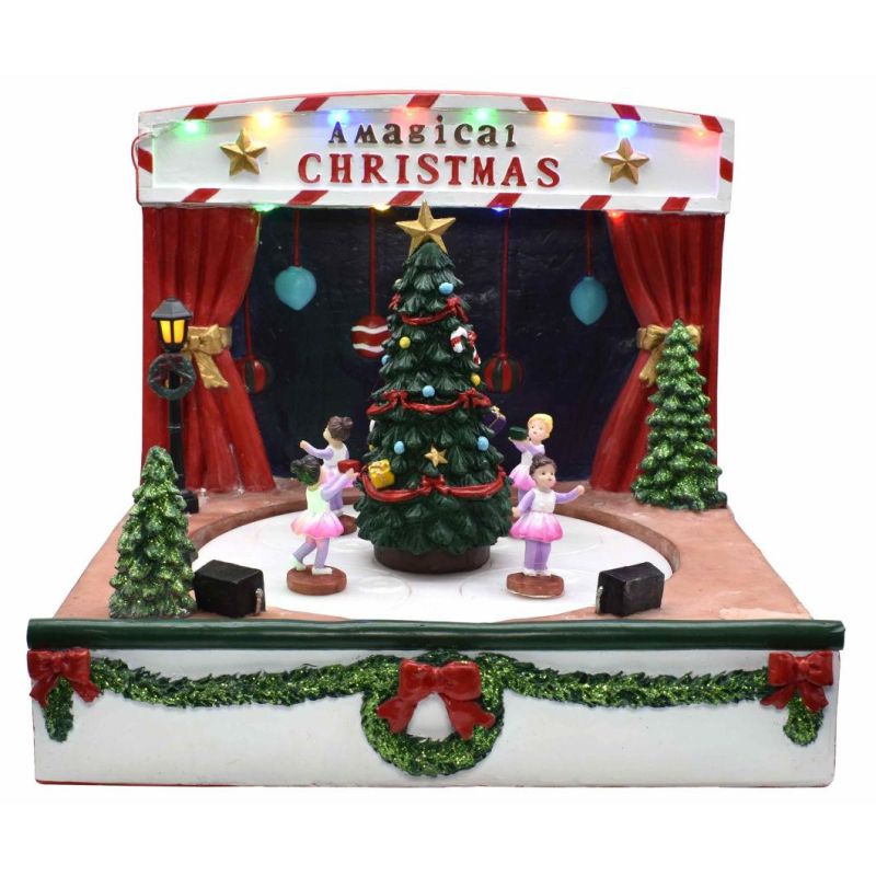 Lighthouse Christmas Village Christmas Village Figurines Christmas Ballet Theatre with LED Lights Rotation