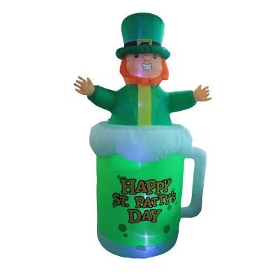 Inflatable Beer Mug Inflatable Luck O&prime;the Irish Leprechaun Decorations Yard
