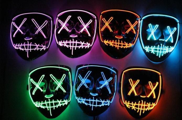 Halloween LED Light up EL Wire Neon Purge Party Mask