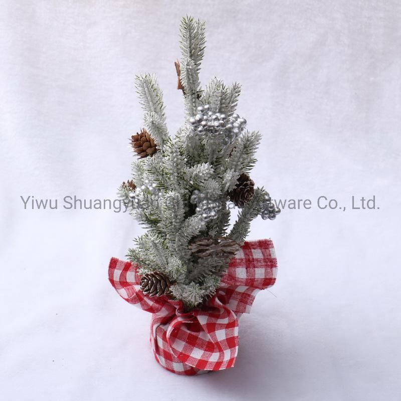 40cm PE Artificial Christmas Deco Tree with Flower Leaf Pinecone Snow Red Berry