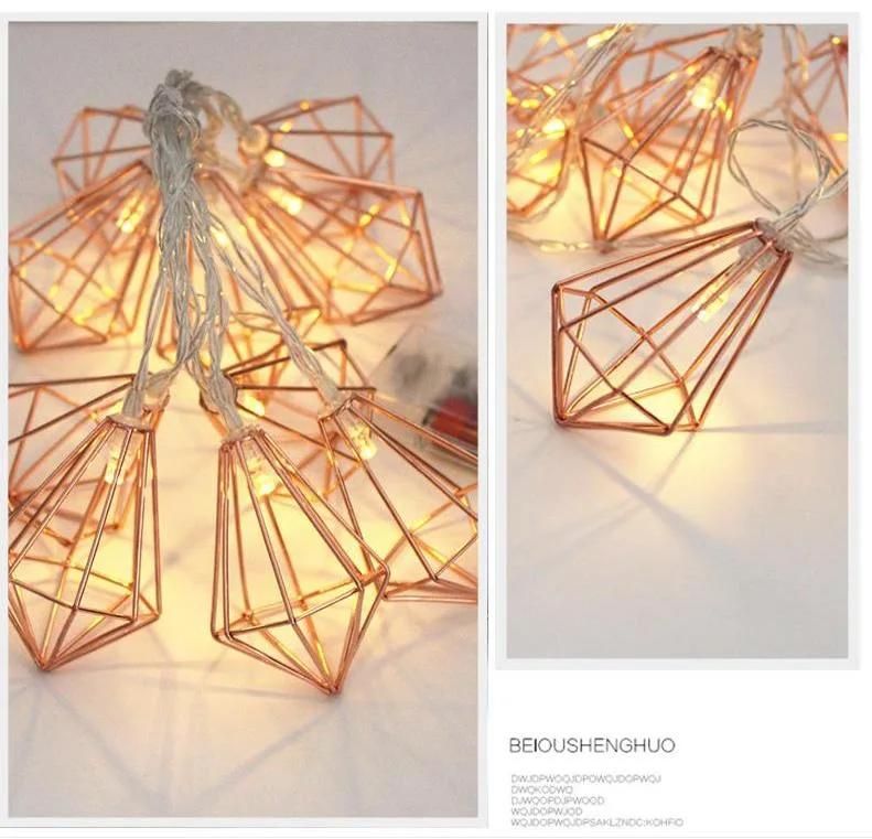 Wrought Iron Diamond LED Battery String Decoration Light