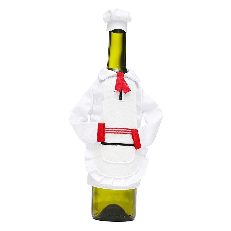 Christmas Wine Bottle Sets Chef′ S Clothes Hats Restaurant Bar Holiday Decorations Props Household Items