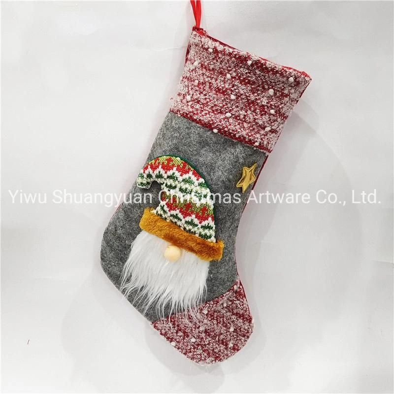 Christmas Stocking New Arrival Velvet Christmas Stocking with Elf Decoration