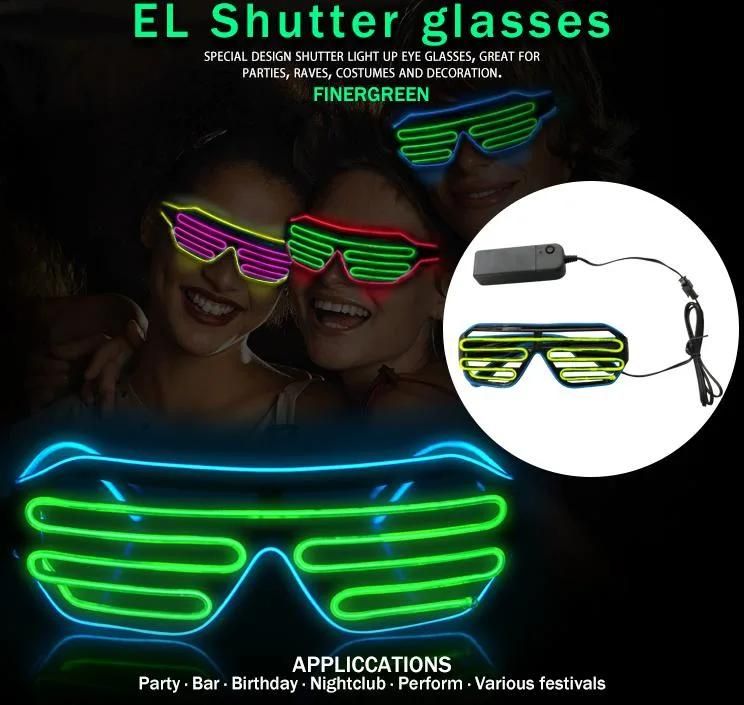 DJ Night Club EL Props Sound Activated LED Party Glasses