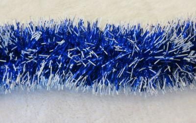 Best Selling Christmas Decoration Blue Pet Tinsel Garland with White Edge Party Ornament Garland