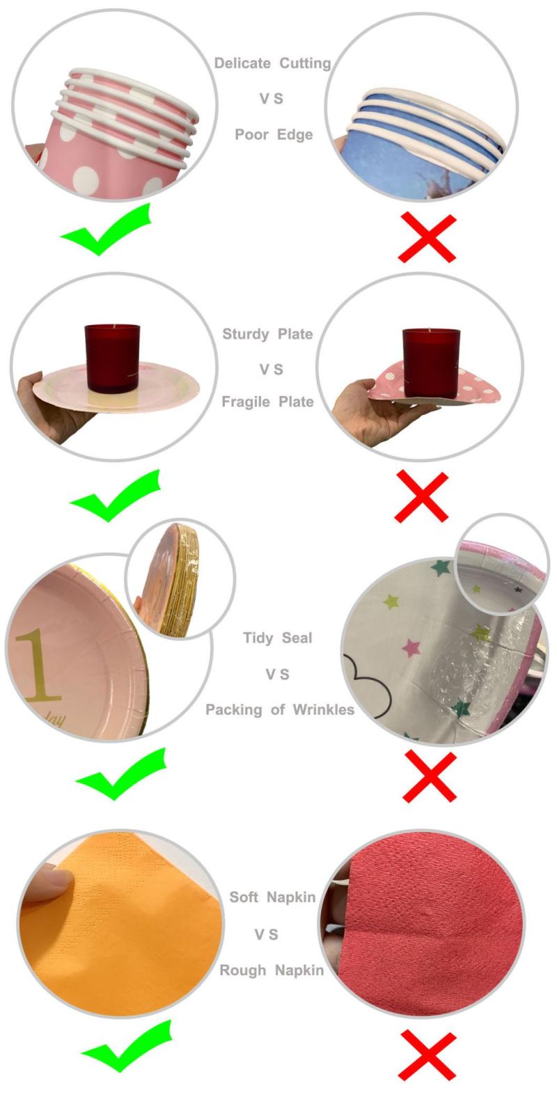 High Quality Disposable Plates Dessert Plates Napkins Rose Gold Party Set