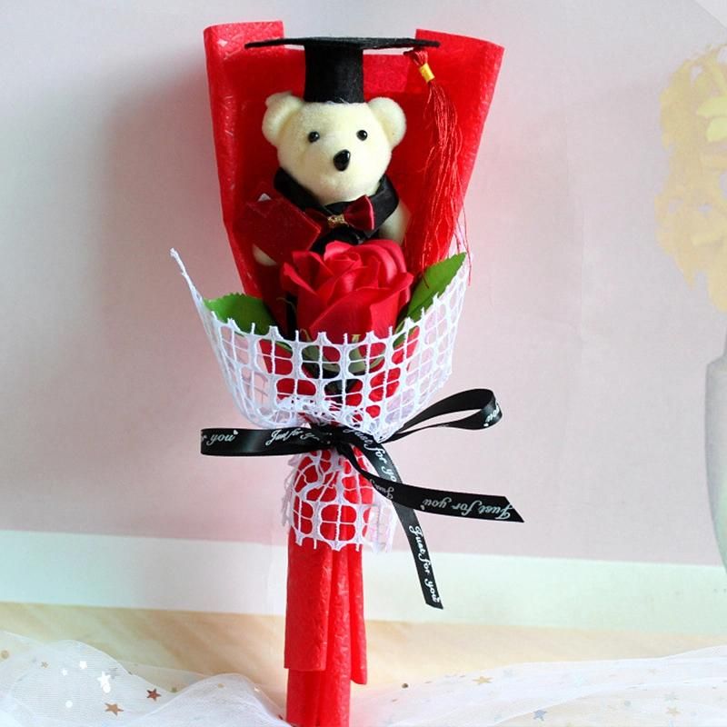 Congrats Grad Gift Graduation Bear Teddy Graduation Bouquet Rose Flower Bear Party Decorations Supplies Favor