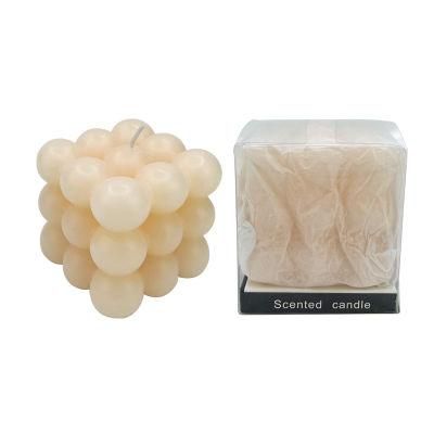 Hand Poured Lavender Scented Candle White Bubble Cube Soy Wax Candle