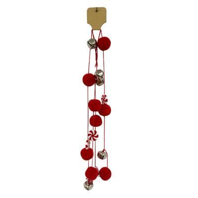Ball Bunting Plush Red Garland Christmas Decoration Small Bells POM POM Balls