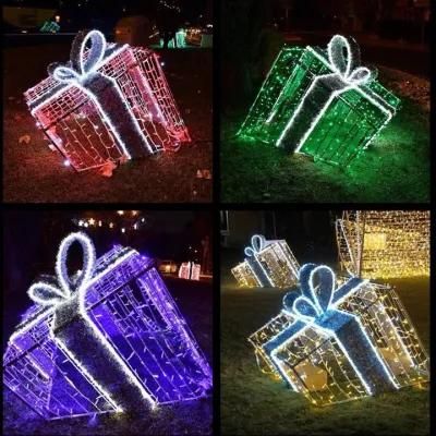 The Popular Motif Light Giant Christmas Gift Box Decoration for Sale