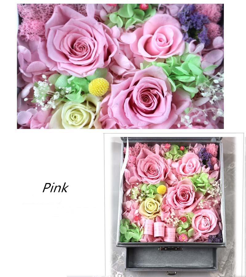 Necklace Jewelry Drawer Preserved Everlasting Real Rose Flower Gift Box