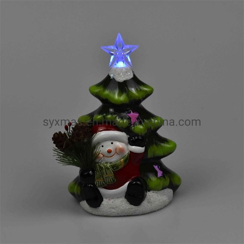 DIY Christmas Tree Decorated Ceramic Christmas Tree with Light Tabletop Christmas for Home Festival