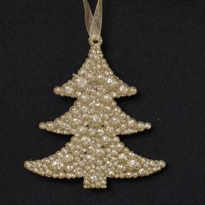 Bling Bling Glitter Gold Color Acrylic Chrsitmas Tree Shape Hanging Ornament