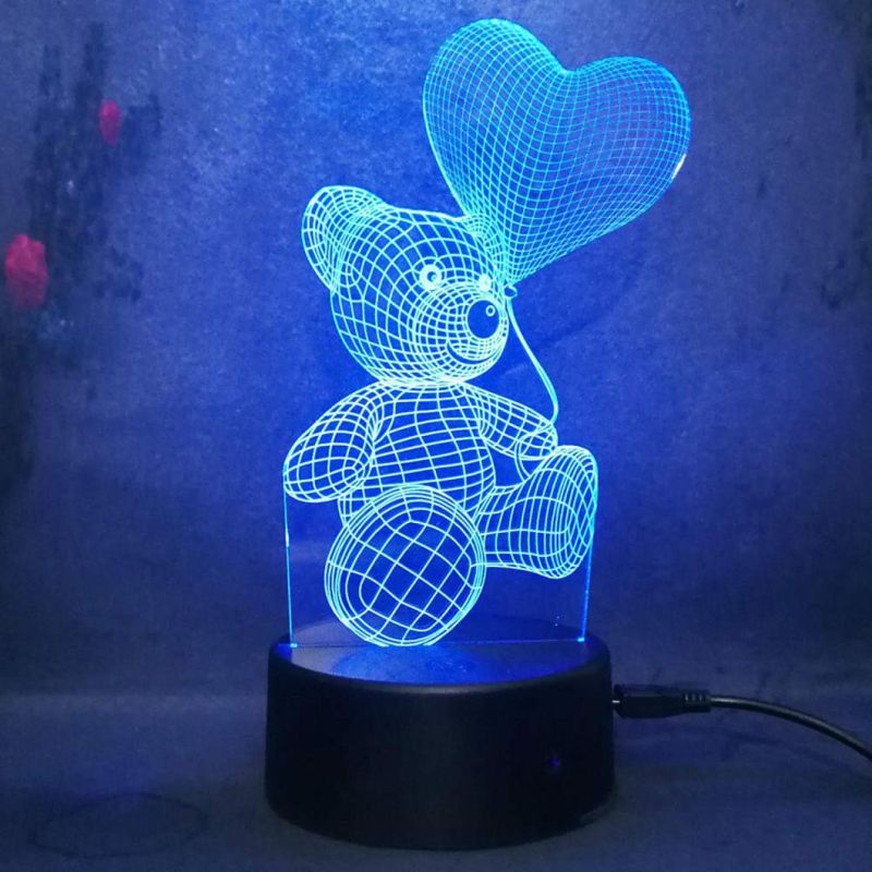 LED Love Teddy Bear 3D Nightlight Lamp