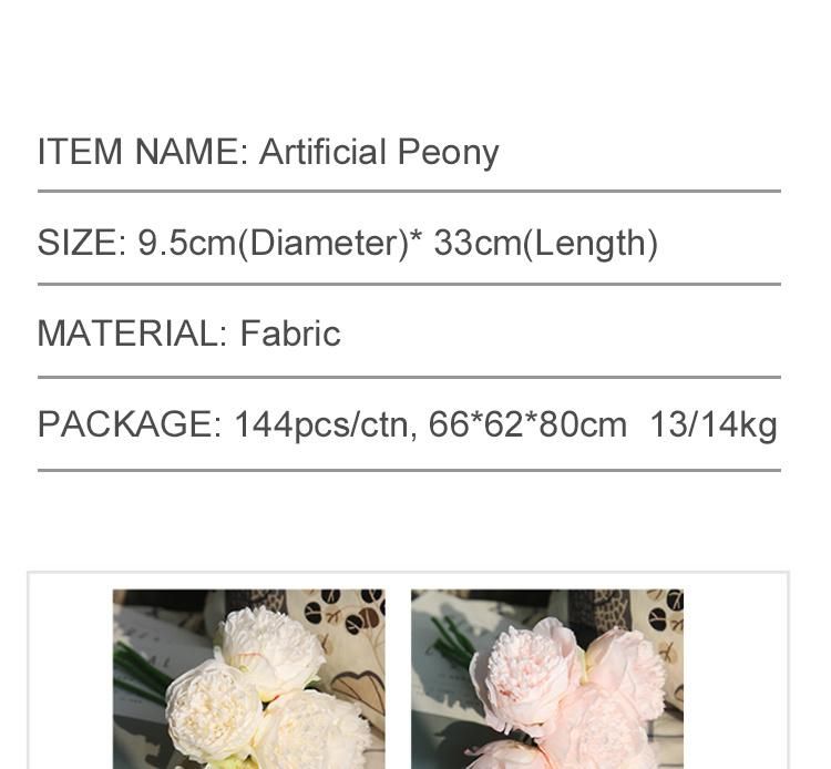 Hot Sale Artificial Silk Peony Bouquets Wedding Home Decoration