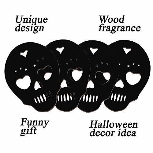 Black Skull Wooden Coasters - This Spooky Gothic Decor Includes 4 Sugar Skull Coasters - Great for Witchy Home Decor Lovers or as Halloween Decorations Indoor