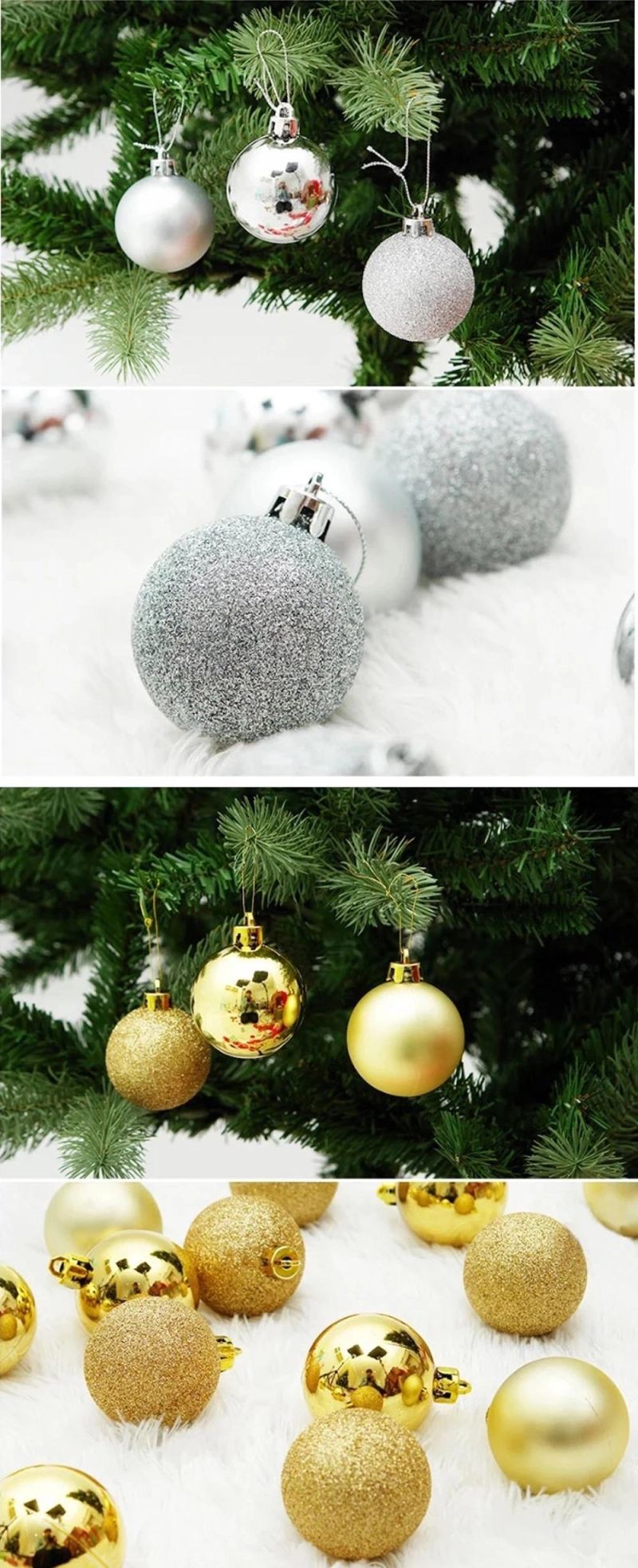 Christmas Xmas Tree Ball, Glitter Balls for Home Party Ornament Decorations