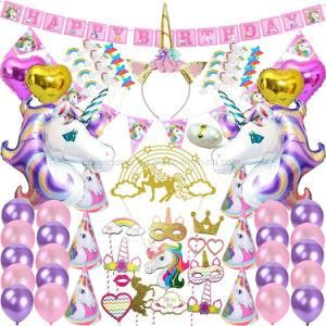 Umiss Paper Happy Birthday Letter Banner Party Unicorn Decoration for Factory OEM