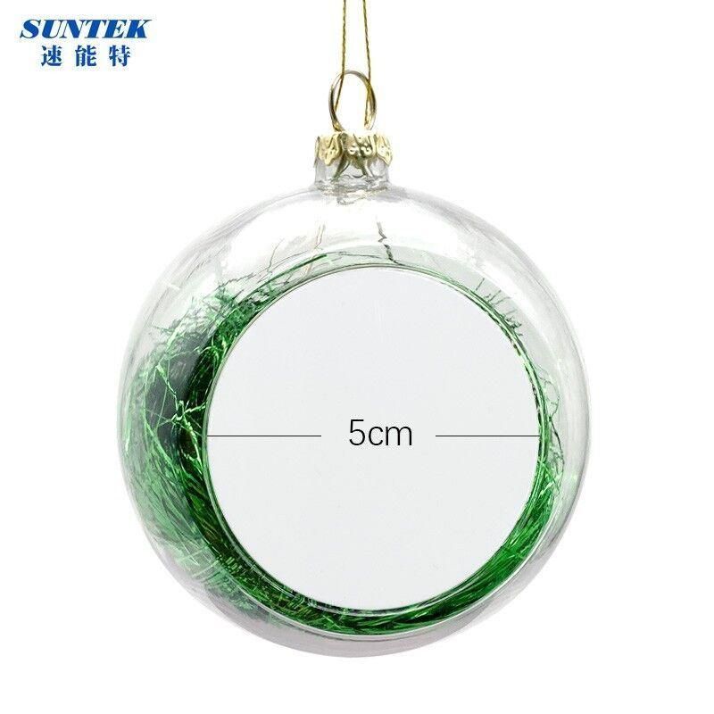 Prosub Sublimation Christmas Ball Personalized Custom Printing 8cm Plastic Clear 2D Christmas Ball Ornaments Sublimation Blank