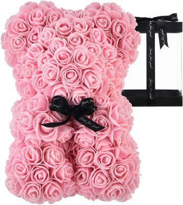 Rose Bear - Rose Teddy Bear on Every Rose Bear -Flower Bear Perfect for Anniversary&prime;s Mother&prime;s Day Clear Gift Box Included! 10 Inche (Light Pink)