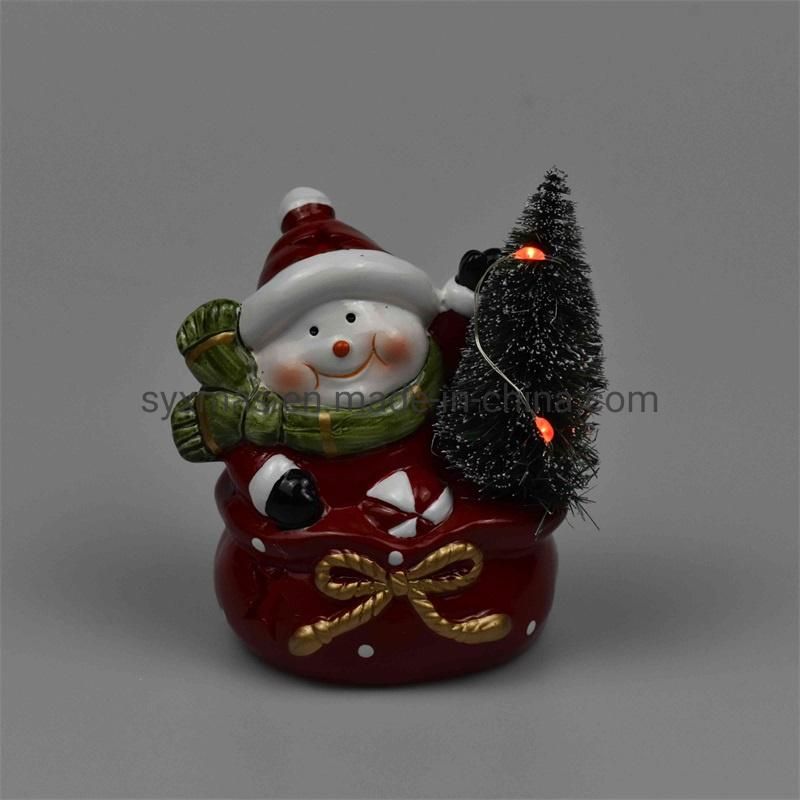 Hot Sale Light up Ceramic Snowman Christmas Decorations