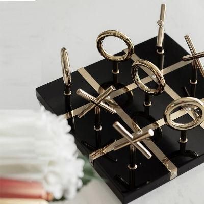 Modern Centerpiece Table Decor Accessories Living Room Checkerboard Stainless Steel Ornaments