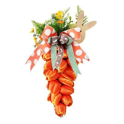 Tulip Carrot Wreath Pendant Rabbit Simulation Flower Easter Decoration Door Hanging
