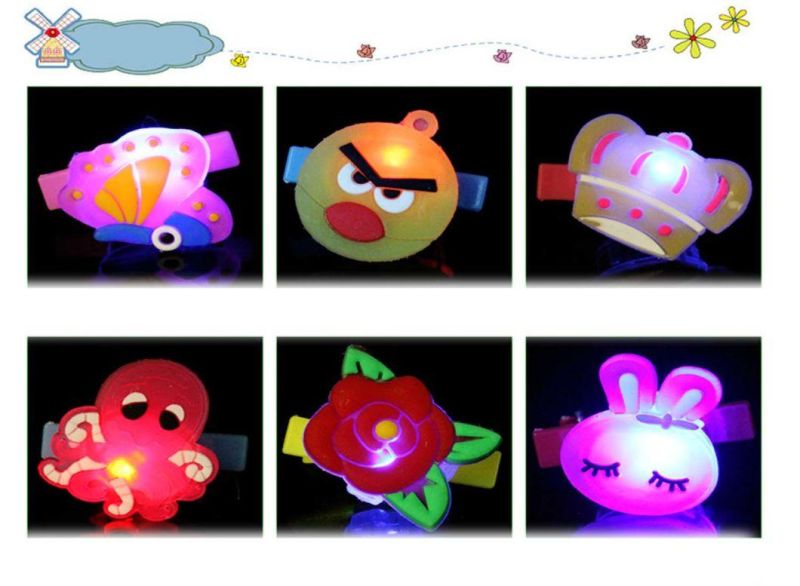 Soft PVC Princess Cartoon Blinking Hair Barrette LED Hair Clip